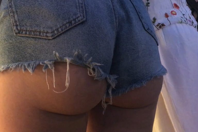 815-prev-Booty Shorts-Denim-Ass-Culo-Public-Street-Blonde-Young-Candid-creepshot-video-HD-cheeks