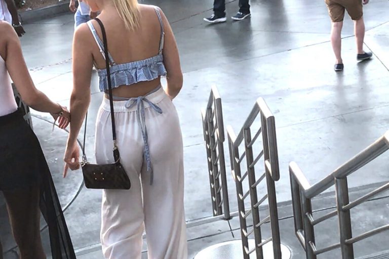 874-prev-clearly see thru pants-thong visible-thong peek-candid video-blonde-sheer-public